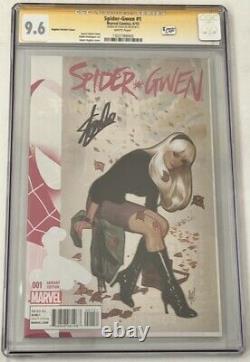 2015 SPIDER-GWEN #1 CGC 9.6 WHITE Pages Signed by STAN LEE Adam Hughes Variant