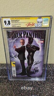 2016 Marvel Comic Black Panther #1 Horn Variant Signed Stan Lee Chadwick Boseman