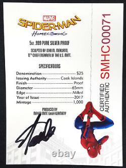 2017 Proof Spider-Man Homecoming 5 Oz. Silver Coin! Stan Lee signed COA