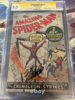 AMAZING SPIDER-MAN #1 CGC 3.5 Autographed by STAN LEE HOLY GRAIL FF 1963
