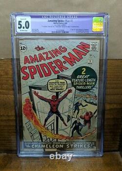AMAZING SPIDER-MAN #1 (Marvel 1963) Stan Lee Steve Ditko CGC 5.0 Restored SIGNED