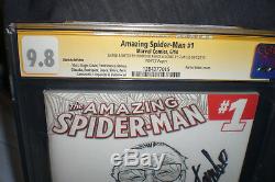AMAZING SPIDER-MAN #1 Stan Lee Humberto Ramos Signed Art Sketch CGC 9.8 Marvel