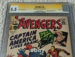 AVENGERS 1966 #4 Marvel COMICS CGC 5.5 CAPTAIN AMERICA SIGNED BY STAN LEE MARVEL