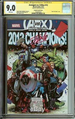 AVENGERS vs xmen 12 SS Signed by Stan Lee Autograph CGC NY Giants Super Bowl Win
