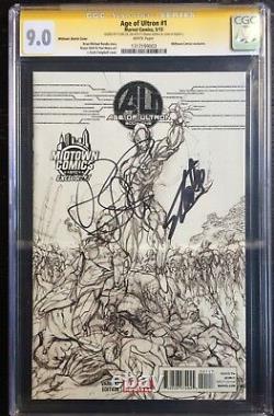 Age Of Ultron #1 Midtown Sketch Variant CGC SS 9.0 Signed by Stan Lee & Bendis