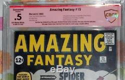 Amazing Fantasy 15 CBCS 0.5 1962, 1st App Spider-Man, Marvel, Signed by Stan Lee