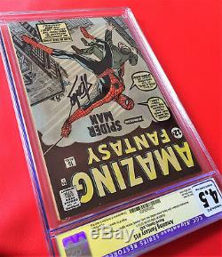 Amazing Fantasy 15 CGC 4.5 Rest 1962 Comic Book SS Signed Stan Lee Spider-Man 1