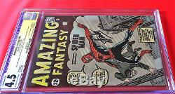 Amazing Fantasy 15 CGC 4.5 Rest 1962 Comic Book SS Signed Stan Lee Spider-Man 1