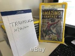 Amazing Fantasy 15 Cgc 2.5 Signed Stan Lee 1st App Spider-man Rare Grail Key #15