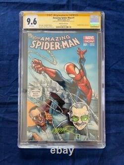 Amazing Spider-Man #1 2014 Signed and sketched by Humberto Ramos of Stan Lee
