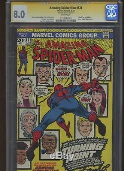 Amazing Spider-Man 121 CGC 8.0 Marvel 1973 Signed by Stan Lee! Death of Gwen
