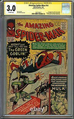 Amazing Spider-Man #14 CGC 3.0 SIGNED STAN LEE 1st app GREEN GOBLIN Ditko Cover