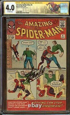 Amazing Spider-Man #4 CGC 4.0 Signed Stan Lee, Origin &1st app. Sandman 1963