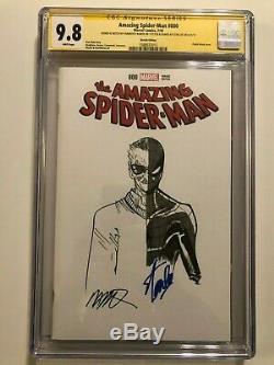 Amazing Spider-Man #800 blank CGC 9.8 SS Signed STAN LEE & Ramos Sketch