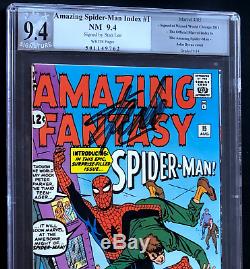 Amazing Spider-Man Index #1 SIGNED STAN LEE 9.4 PGX Amazing Fantasy #15 Art