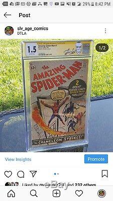 Amazing Spider-man #1 Cgc 1.5 Ss Signed Stan Lee 1