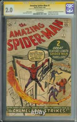 Amazing Spider-man #1 Cgc 2.0 Ow Pages // Signed By Stan Lee 1963