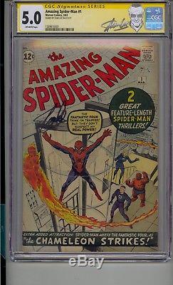 Amazing Spider-man #1 Cgc 5.0 Ss Signed Stan Lee Off-white Pages Beautifull