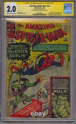 Amazing Spider-man #14 Cgc 2.0 Ss Signed Stan Lee 1st Green Goblin