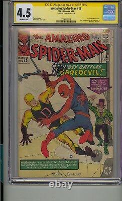 Amazing Spider-man #16 Cgc 4.5 Ss Signed Stan Lee 1st Daredevil Crossover