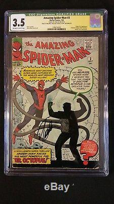 Amazing Spider-man #3 Cgc 3.5 Ss Signed Stan Lee 1st Doctor Octopus