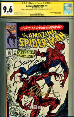 Amazing Spider-man #361 Cgc 9.6 Signed Stan Lee, Bagley, Emberlin! Hottest Book