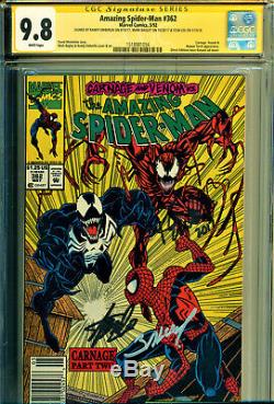 Amazing Spider-man #362 Cgc 9.8 3x Signed By Stan Lee++1st Cvr Carnage & Venom