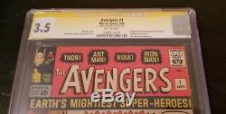 Avengers #1 1963 Marvel Cgc Ss 3.5 Signed Stan Lee Looks 4.5 Incredible Book