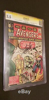 Avengers #1 1963 Marvel Cgc Ss 3.5 Signed Stan Lee Looks 4.5 Incredible Book
