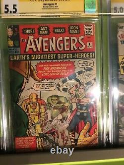 Avengers #1 1963 cgc 5.5 Last Avengers #1 Signed by Stan Lee