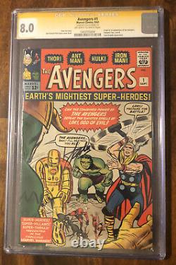 Avengers #1 Cgc 8.0 Stan Lee Signed Awesome Comic 1963