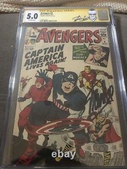 Avengers #4 (1964) CGC 5.0 SS Stan Lee Signed 1st Silver Age Cap America