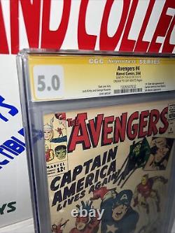 Avengers #4 (1964) -CGC 5.0 SS Stan Lee Signed 1st Silver Age Cap America