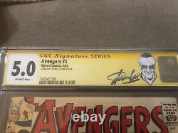 Avengers #4 (1964) CGC 5.0 SS Stan Lee Signed 1st Silver Age Cap America
