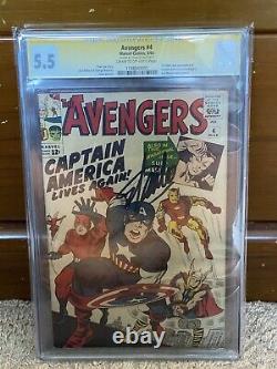 Avengers #4 (1964) CGC 5.5 SS Stan Lee Signed 1st Silver Age Cap America