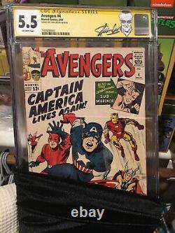 Avengers #4 CGC 5.5 SS Stan Lee Signed 1st Silver Age Captain America