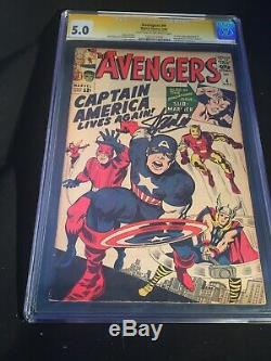 Avengers #4 Cgc 5.0 Ss Signed Stan Lee 1st Silver Age Captain America