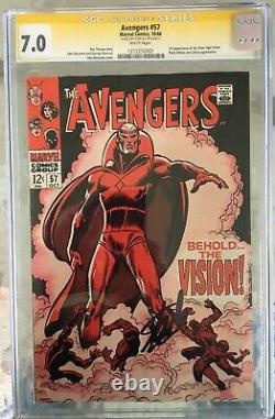 Avengers #57 (1968) CGC 7.0 White pages 1st Vision Stan Lee signed (SS)
