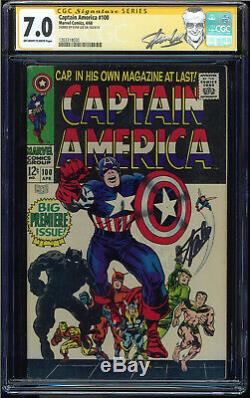 Captain America #100 Cgc 7.0 Oww Ss Stan Lee Signed 1st Issue Cgc #1203318030