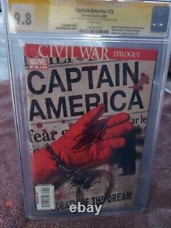 Captain America 25 Cgc 9.8 2x Ss Signed By Stan Lee & Steve Epting Death Issue