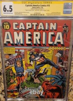 Captain America Comics #10 Signed By Jack Kirby & Stan Lee CGC 6.5 Rare
