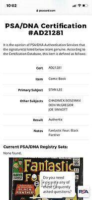 Chadwick boseman signed Rare Fantastic Four 52, Stan Lee, Joe Sinnott, PSA COA