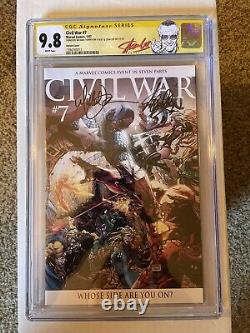 Civil War 7 CGC 9.8 SS Signed Stan Lee Turner Variant Cover NM Ironman Captain