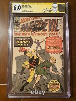 DAREDEVIL #4 10/64 CGC 6.0 OWithW SS STAN LEE! FIRST PURPLE MAN! NICE SIGNED KEY