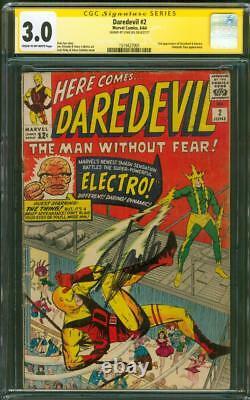 Daredevil 2 CGC SS 3.0 Stan Lee Sign 2nd Electro Jack Kirby cover 1964