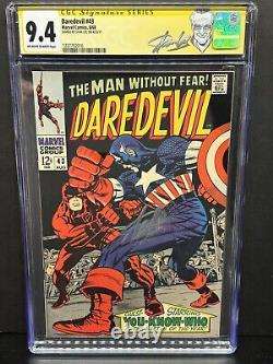 Daredevil #43 CGC 9.4 Stan Lee Signed! Custom Label! 1st DD vs Cap! Read Desc