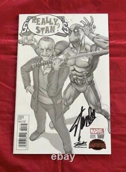 Deadpool's Secret Secret Wars #1 Greg Horn B/W Cover Signed by Stan Lee with COA