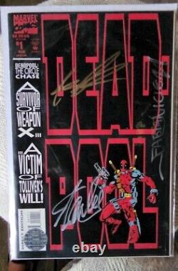 Deadpool the Circle Chase # 1 signed by STANLEE, LIEFELD, FABIEN NICENZA