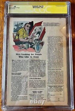 Fantastic Four #1 (1961) Cgc 4.0 Signed By Stan Lee! New Movie Nov. 2024