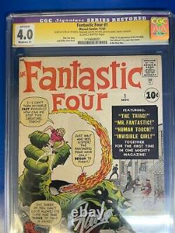 Fantastic Four #1 CGC 4.0 Restored Silver Age First 1961 Signed by Stan Lee